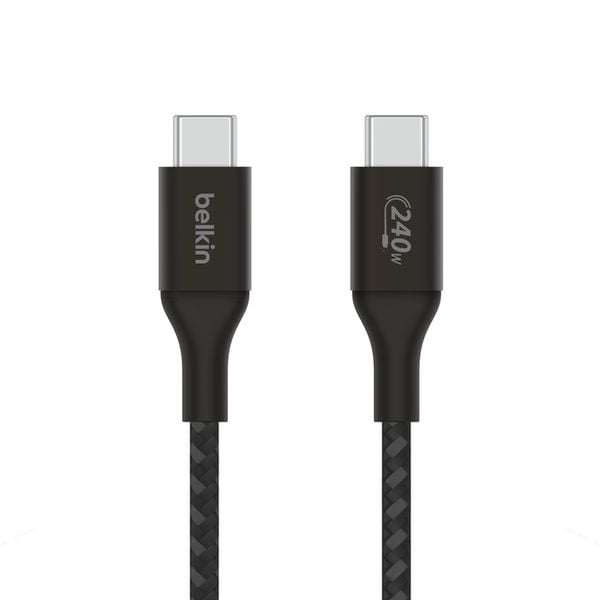 Cáp USB C - C vỏ dù, công suất 240W, USB-C PD3.1, 2 mét, màu đen Belkin
