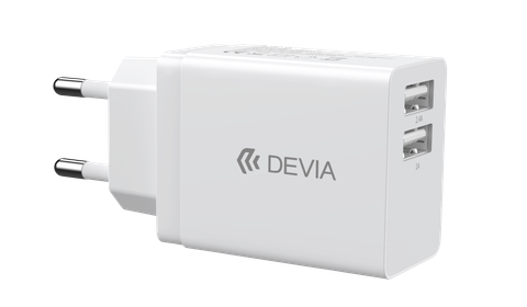 Sạc Devia Smart Series 2 cổng USB 12W (EU, 2.4A) - Hàng chính hãng