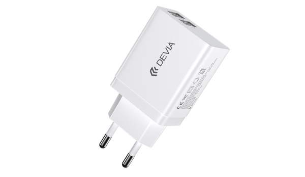 Sạc Devia Smart Series 2 cổng USB 12W (EU, 2.4A) - Hàng chính hãng