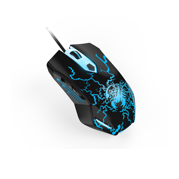 Chuột gaming có dây Genius Scorpion Spear màu đen - nhẹ, 6 nút lập trình, công thái học, đèn LED, DPI 2000