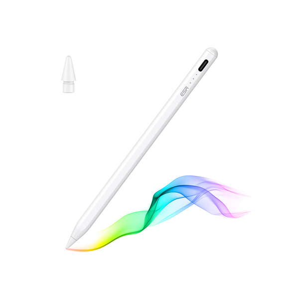 Bút cảm ứng ESR Digital iPd Stylus Pencil màu trắng dày 1.5 mm sạc USB C kèm ngòi bút thay thế