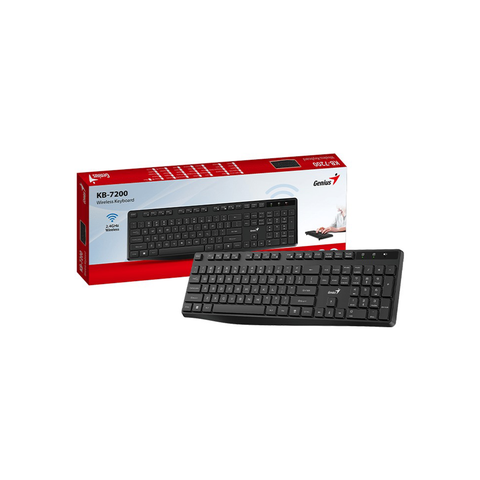 Bàn phím không dây Genius KB-7200 màu đen full size, USB 2.4GHz có phím số pin AAA 11 phím chức năng - Bảo hành chính hãng 1 đổi 1 trong 1 năm