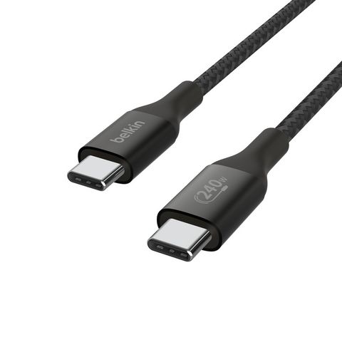 Cáp USB C - C vỏ dù, công suất 240W, USB-C PD3.1, 2 mét, màu đen Belkin