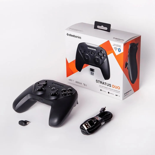 SteelSeries Tay cầm chơi game Phụ Kiện Stratus Dou màu đen, 3 chế độ kết nối, pin 20H, bảo hành 1 năm Bluetooth Chơi Điện Tử