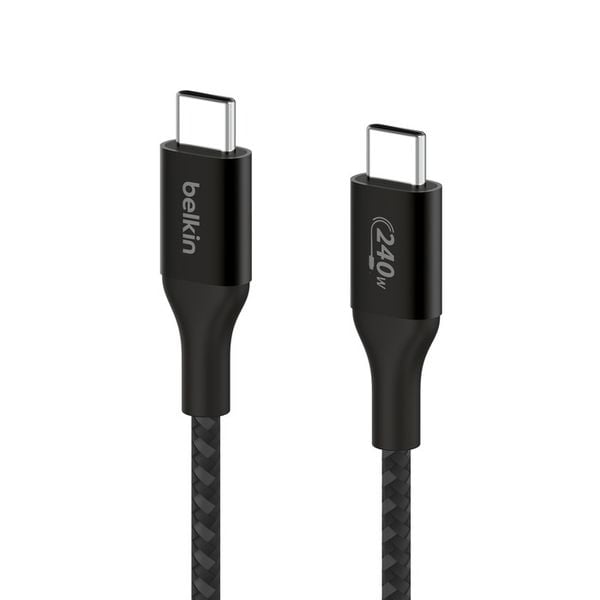 Cáp USB C - C vỏ dù, công suất 240W, USB-C PD3.1, 2 mét, màu đen Belkin