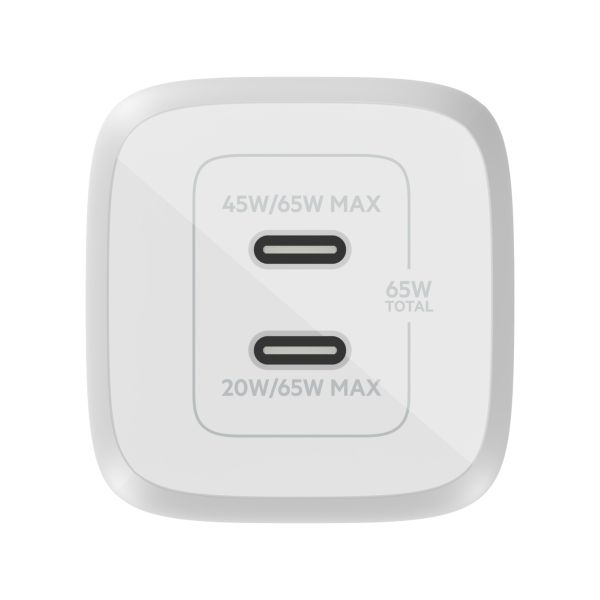 Sạc nhanh BOOST↑CHARGE PRO GaN Belkin 65W - 2 cổng USB-C PD 3.0 PPS (tương thích iPhone 15)