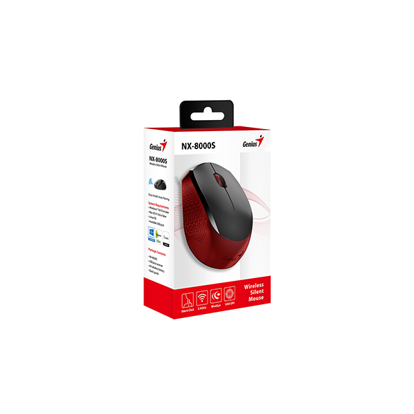 Chuột không dây Genius NX-8000S Silent - giảm ồn, USB 2.4GHz, thuận 2 tay, trượt đa bề mặt, phù hợp PC/Laptop