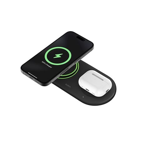 Đế sạc không dây 2 trong 1 Belkin BoostCharge Universal Qi2 15W thêm cổng USB-C - hỗ trợ iPhone, Samsung
