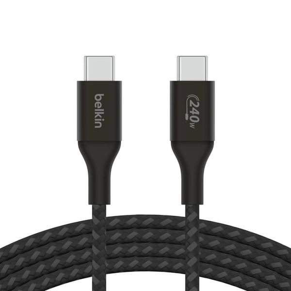 Cáp USB C - C vỏ dù, công suất 240W, USB-C PD3.1, 2 mét, màu đen Belkin