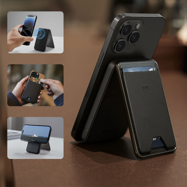 Ví da ESR Magnetic HaloLock GEO tích hợp FindMy kiêm giá đỡ tương thích iPhone 12 trở lên