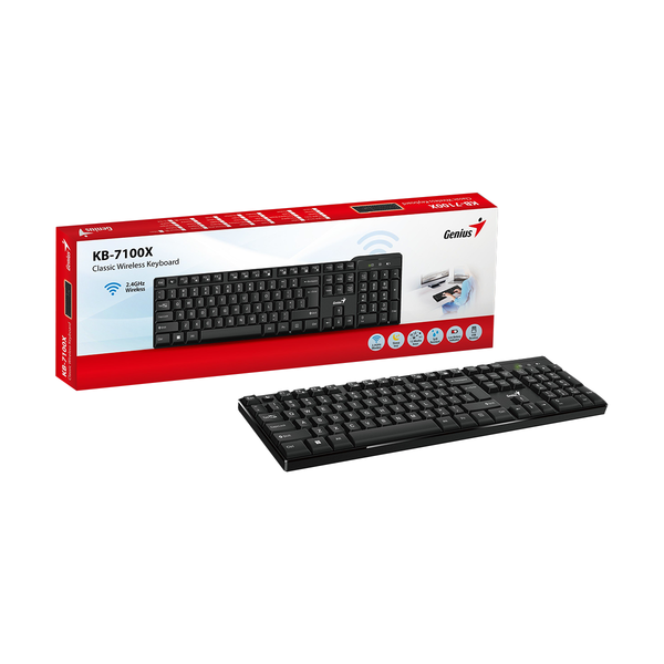 Bàn phím không dây Genius KB-7100X màu đen fullsize có bàn phím số