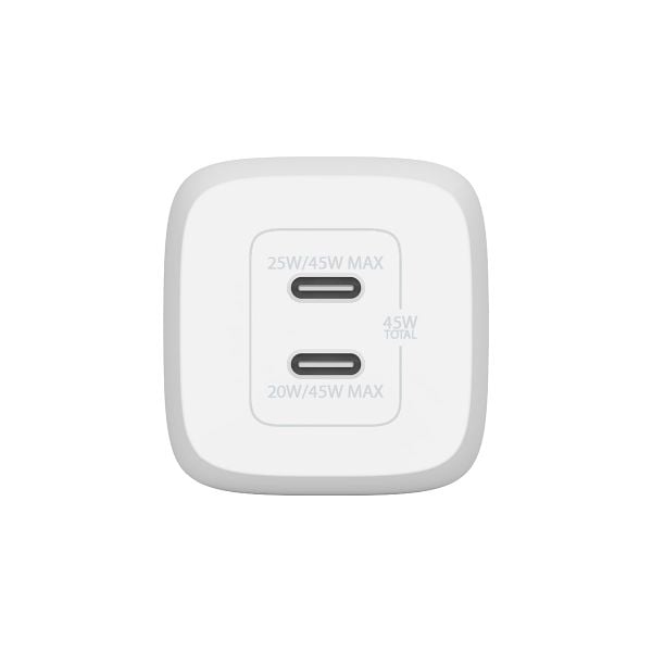 Củ sạc nhanh Belkin 45W, 2 cổng USB-C, PD 3.0 PPS GaN