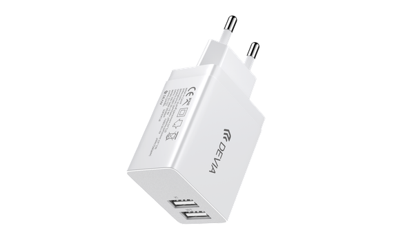 Sạc Devia Smart Series 2 cổng USB 12W (EU, 2.4A) - Hàng chính hãng