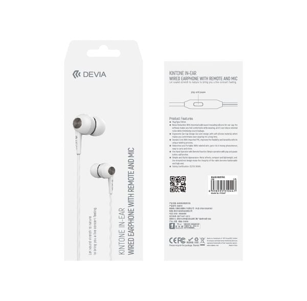 Tai nghe Devia Kintone Series, jack 3.5mm - Hàng chính hãng