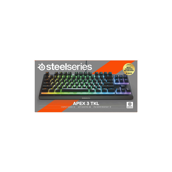 Bàn phím gaming có dây SteelSeries Apex 3 TKL led RGB, 20 triệu clicks, kháng nước, Whisper-Quiet switch, Bảo hành 1 năm