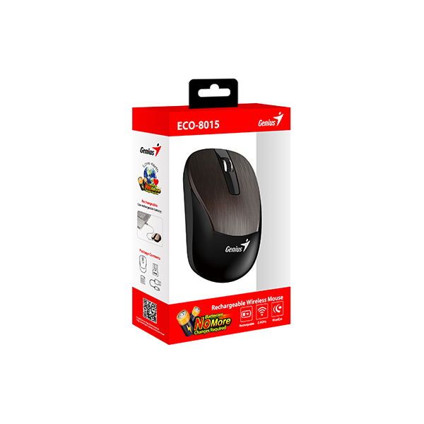 Chuột không dây Genius ECO-8015 pin sạc, vỏ kim loại, nhiều màu, DPI 1600 tốc độ mượt mà, có app tùy chỉnh, bảo hành chính hãng 1 đổi 1 trong 1 năm
