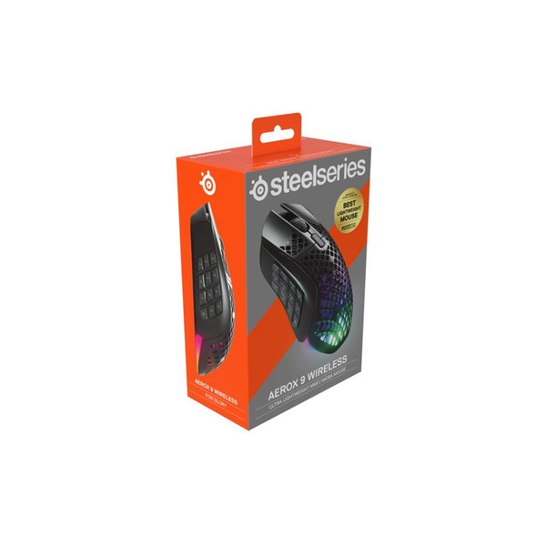 Chuột gaming không dây SteelSeries Aerox 9 Wireless màu đen, led RGB, 18000CPI, 400IPS, pin 400H, bảo hành 1 năm