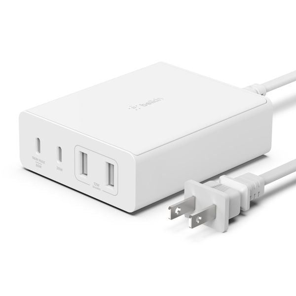 Sạc nhanh BOOST↑CHARGE™ PRO Belkin 108W (4 cổng) GaN - 2 USB C và 2 USB A (tương thích iPhone 15)