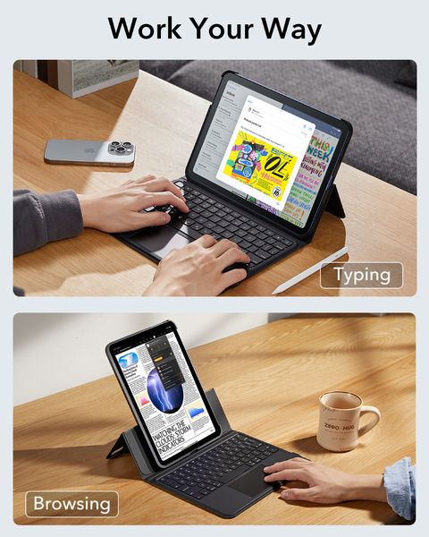 Bao da cho iPd Air/Pro 2024 kèm bàn phím ESR Ascend màu đen