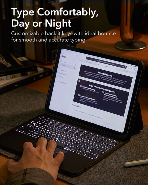 Bao da cho iPd Air/Pro 2024 kèm bàn phím ESR Ascend màu đen