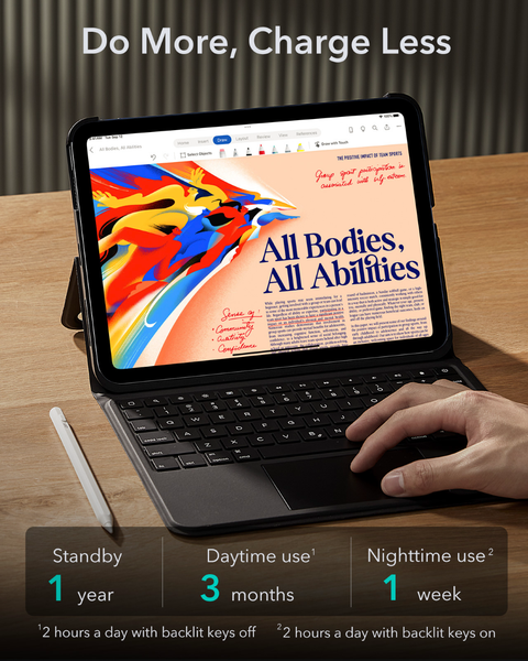 Bao da cho iPd Air/Pro 2024 kèm bàn phím ESR Ascend màu đen