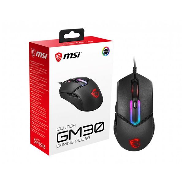 Chuột Gaming MSI Clutch GM30 - Phím OMRON 20 triệu lần nhấn, 6 nút Huano Blue - DPI 6400 - RGB Mystic Light