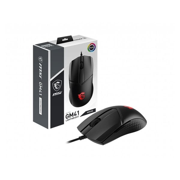 Chuột gaming có dây MSI Clutch GM41 Lightweight (Cáp bọc thun mềm) - Phím OMRON 60 triệu lần nhấn - DPI 16000 - Cáp 2M