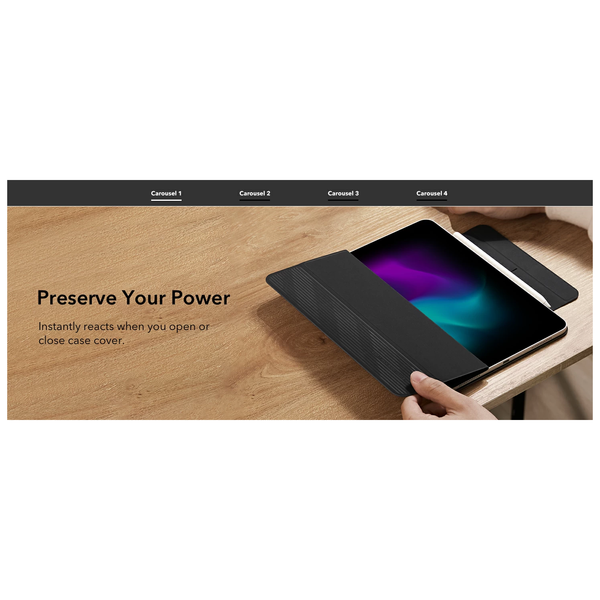 Bao da cho iPad Pro/ Air 2024 ESR Rebound Magnetic gọn nhẹ, nắp đóng nam châm, 3 chế độ xem