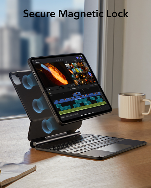 Bao da iPad Air/Pro 2024 kèm bàn phím ESR Magnetic Rebound 360 màu đen