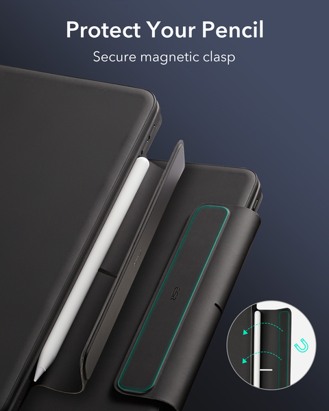 Bao da iPad Air/Pro 2024 kèm bàn phím ESR Magnetic Rebound 360 màu đen