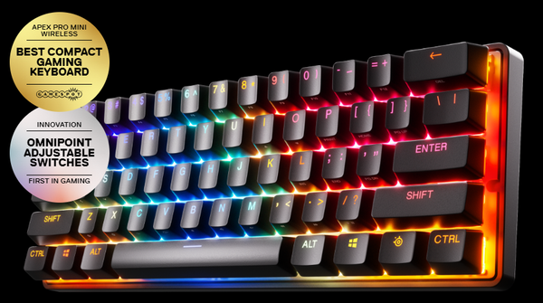Bàn phím gaming không dây SteelSeries Apex Pro Mini Wireless kích thước 60%