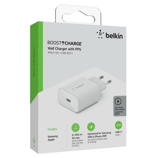 Adapter sạc nhanh Belkin BOOST↑CHARGE™ 25W USB-C PD PPS WCA004 (tương thích iPhone 15)