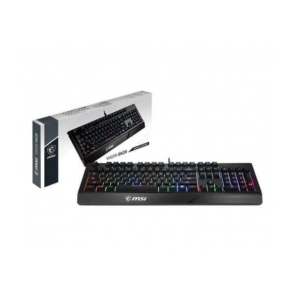 Bàn phím gaming MSI Vigor GK20 - Phím 12 triệu lần nhấn - Kết nối USB - 12 phím Anti Ghosting - Bảo hành 1 năm