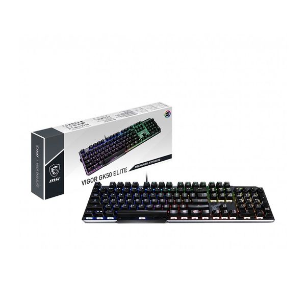 Bàn phím cơ gaming MSI Vigor GK50 Elite Kailh Blue Switch, Màu Đen - Anti Ghosting full bàn phím - RGB Mystic Light
