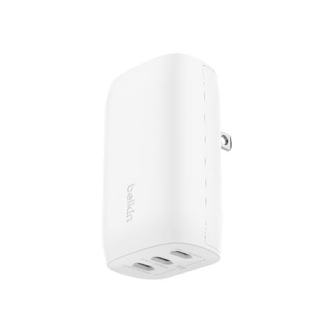 Adapter sạc nhanh 67W Triol 3 x USB-C PD3.1 PPS GaN màu trắng Belkin (tương thích iPhone 15)