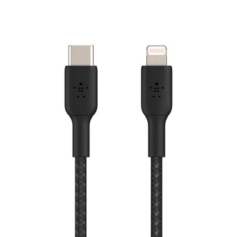 Cáp USB-C to Lightning BOOST CHARGE Belkin vỏ dù, chứng chỉ MFi, sạc nhanh 30W CAA004