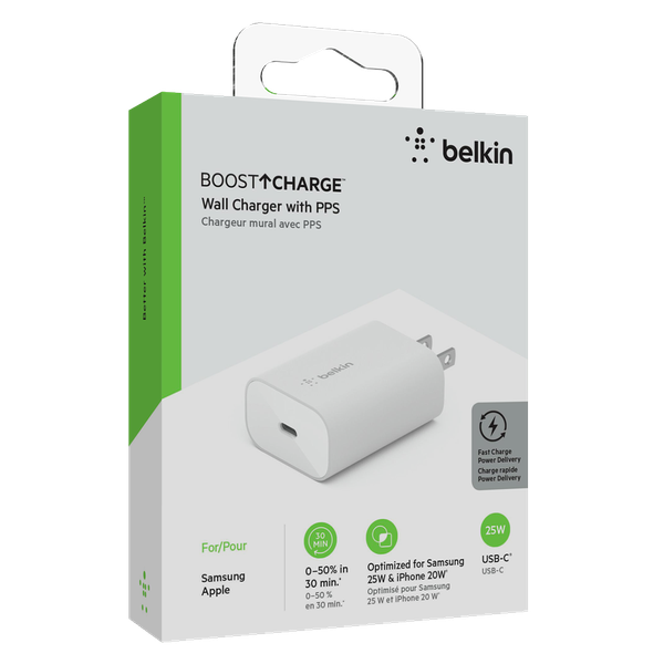 Adapter sạc nhanh Belkin BOOST↑CHARGE™ 25W USB-C PD PPS WCA004 (tương thích iPhone 15)