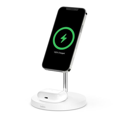 Đế sạc không dây Magsafe 2 trong 1 BOOSTCHARGE, loại đứng 15W, kèm sạc Belkin