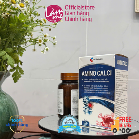 Viên uống AMINO CALCI, giúp xương và răng chắc khỏe, bổ sung Calci cho phụ nữ mang thai, người già bị loãng xương 30 viên