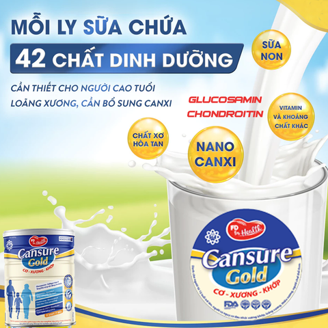 Sữa FD For Health Cansure Gold 400G với Canxin Nano, Cải Thiện Sức Khỏe Xương Khớp Tăng Cường Đề Kháng, Xương Chắc Khỏe