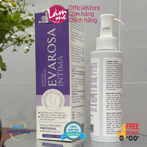 Dung dịch vệ sinh phụ nữ EVAROSA INTIMA thơm hồng cô bé 150ml
