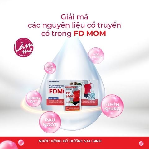 Nước uống bổ dưỡng sau sinh FDMOM, nước bổ sau sinh bồi bổ cơ thể, hoạt huyết, giảm huyết ứ sau sinh hộp 10 gói