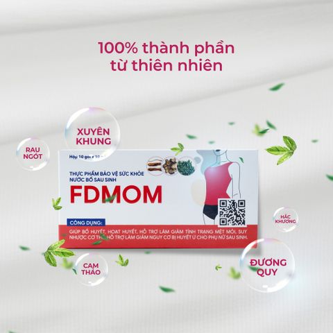 Nước uống bổ dưỡng sau sinh FDMOM, nước bổ sau sinh bồi bổ cơ thể, hoạt huyết, giảm huyết ứ sau sinh hộp 10 gói
