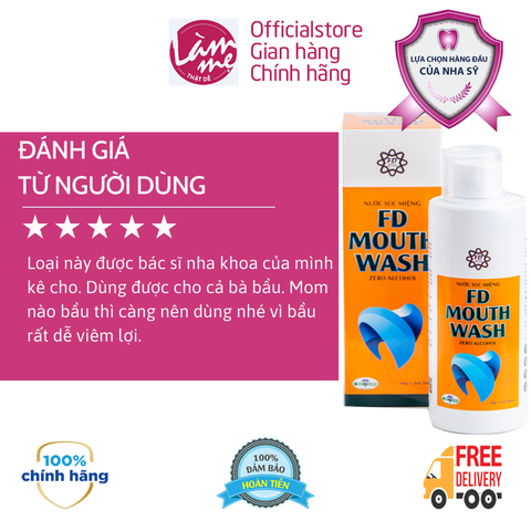 Nước Súc Miệng FD MOUTHWASH Ngăn Ngừa Viêm Nướu, Hôi Miệng, Chảy Máu Chân Răng, Sát Khuẩn, Sạch Mảng Bám 300ml
