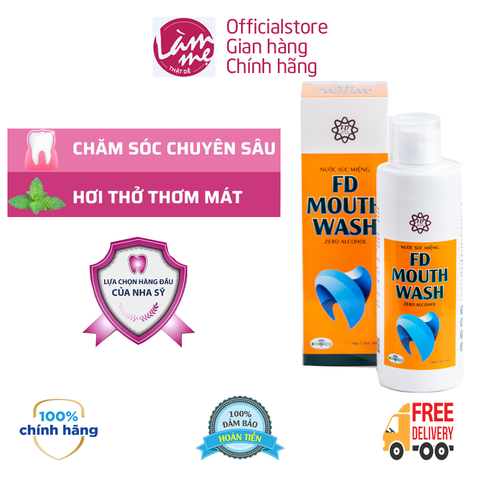 Nước Súc Miệng FD MOUTHWASH Ngăn Ngừa Viêm Nướu, Hôi Miệng, Chảy Máu Chân Răng, Sát Khuẩn, Sạch Mảng Bám 300ml