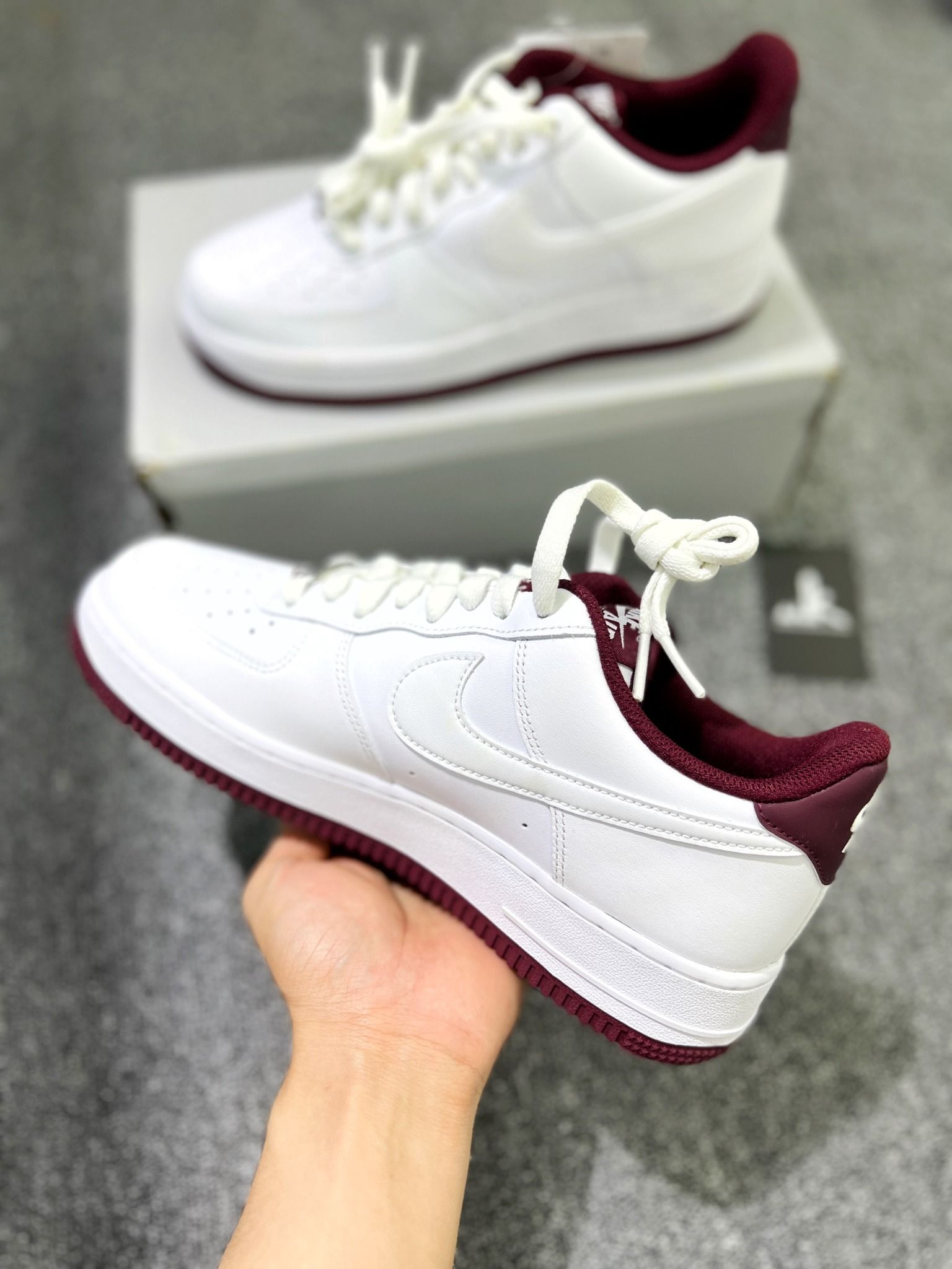  DH7561-106 Nike Air Force 1 Low '07 White Dark Beetroot 