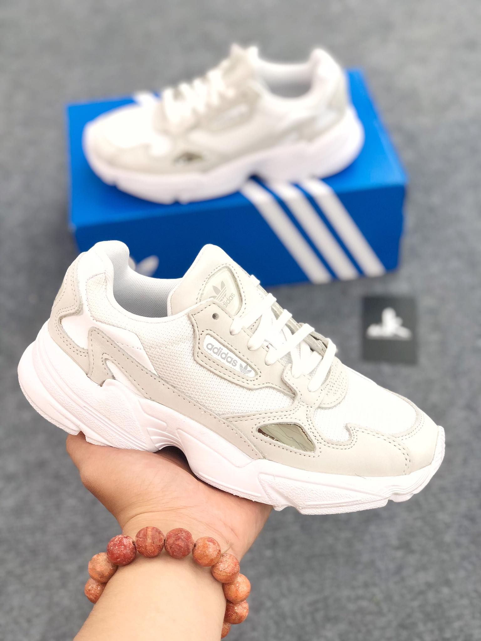 Adidas Originals Triple White Falcon Trainers Lyst | lupon.gov.ph