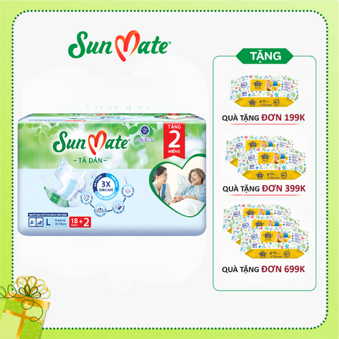  Tã dán Người lớn Sunmate size M18/L18/XL18+ 2 miếng 