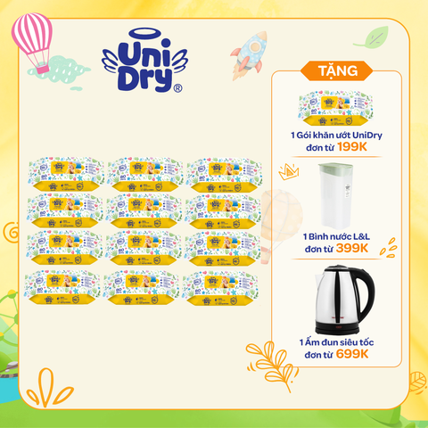  Combo 12 Khăn ướt em bé UniDry Baby  80 miếng 