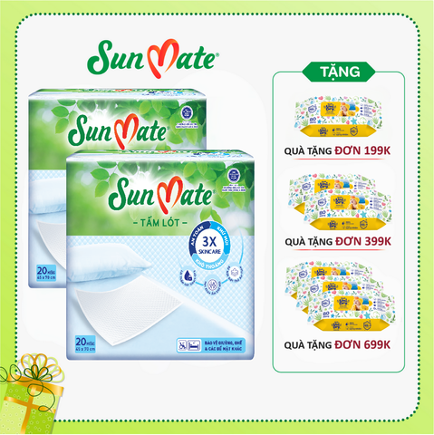  Combo 2 Tấm lót người lớn sunmate bao bì mới size M ( 20 miếng ) 